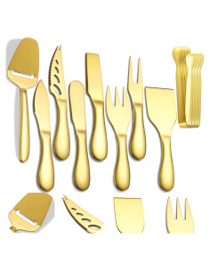 Juego de Herramientas para Queso OIULO - 12 Piezas de Acero Inoxidable Dorado