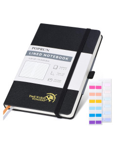 Cuaderno Enlazado POPRUN A5 Negro 128 Páginas 120GSM Tapa Dura