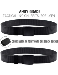 Cinturón Táctico Militar Nylon Negro 2 Paquete 120 cm 2