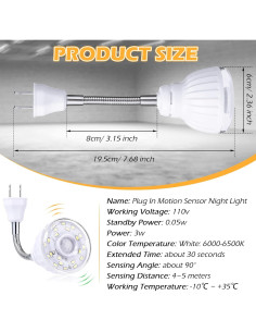 Yahenda 3 Pack Luz Nocturna LED Sensor Movimiento E27/B22 2