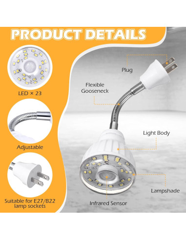Yahenda 3 Pack Luz Nocturna LED Sensor Movimiento E27/B22