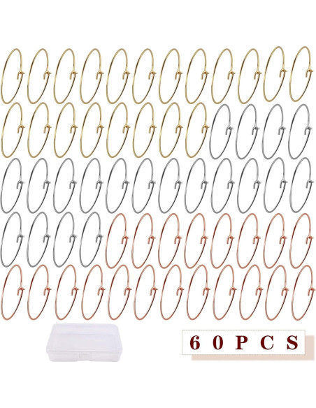 Aylifu 60 Anillos de Encanto para Copas de Vino 25mm Acero Inoxidable