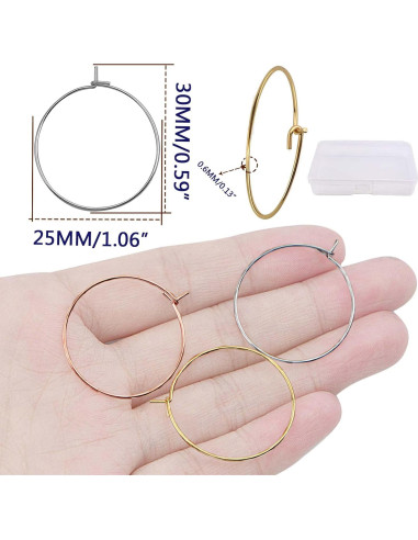 Aylifu 60 Anillos de Encanto para Copas de Vino 25mm Acero Inoxidable