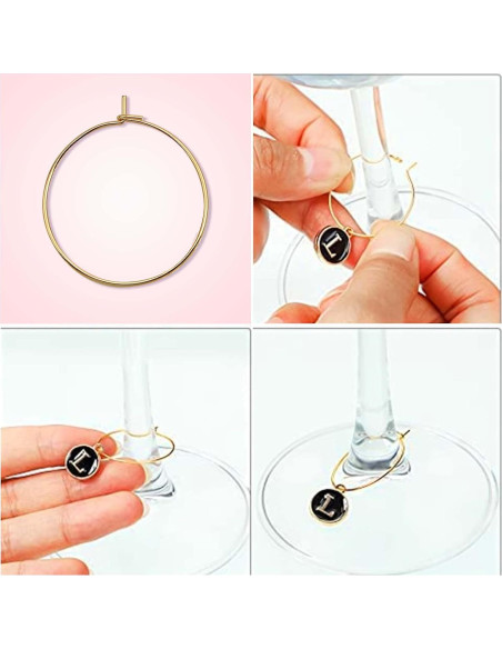 Aylifu 60 Anillos de Encanto para Copas de Vino 25mm Acero Inoxidable