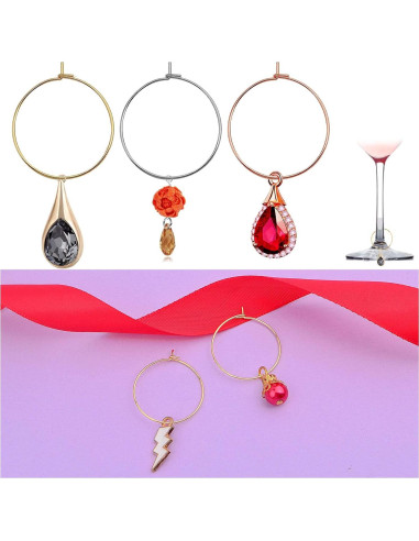 Aylifu 60 Anillos de Encanto para Copas de Vino 25mm Acero Inoxidable