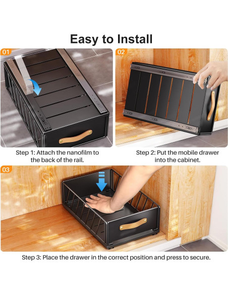 Organizador Extraíble Kitstorack para Gabinete 24.9x39.9cm Negro
