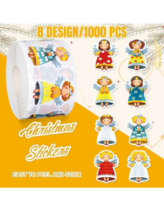 Rollo de 1000 Pegatinas de Ángel Navideñas Whaline 3.81 cm 2