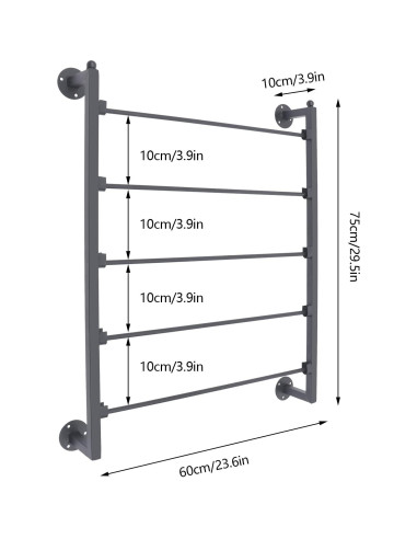 Soporte de exhibición de bufandas Philipreba 5 niveles 60x75cm Negro