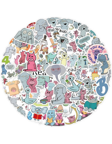 120 Calcomanías Impermeables YUYIYULE Elefante Caricatura