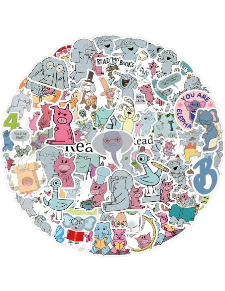 120 Calcomanías Impermeables YUYIYULE Elefante Caricatura