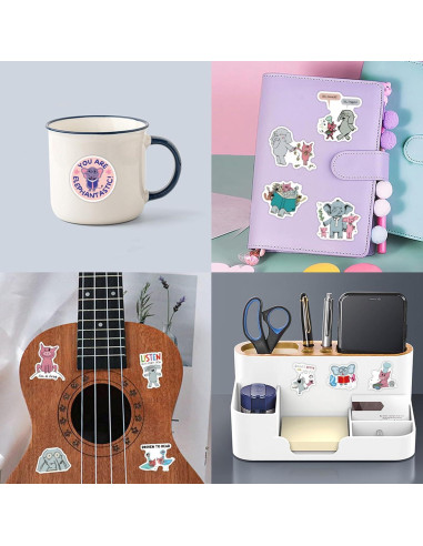 120 Calcomanías Impermeables YUYIYULE Elefante Caricatura