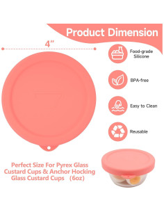 4 Tapas de Silicona Viotiin para Tazas de Cristal 6oz 2