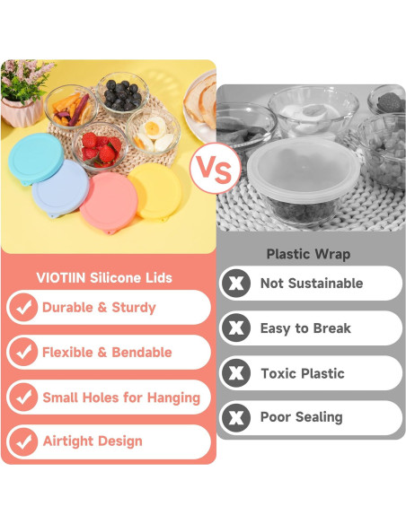 4 Tapas de Silicona Viotiin para Tazas de Cristal 6oz 4 Tapas de Silicona Viotiin para Tazas de Cristal 6oz