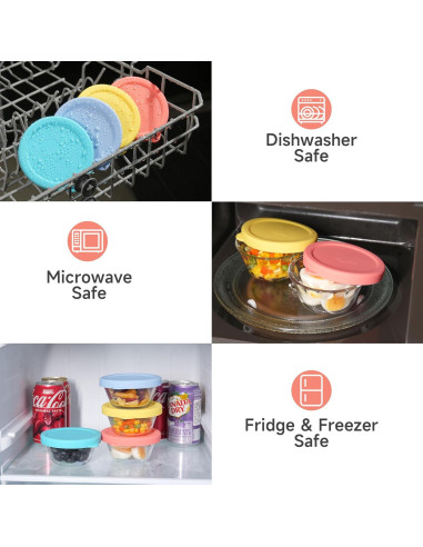 4 Tapas de Silicona Viotiin para Tazas de Cristal 6oz