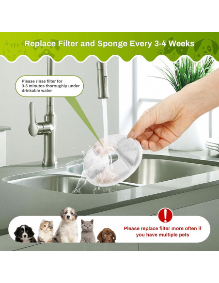 Juego de 5 Filtros de Reemplazo ZEKIRY para Fuente de Agua 2.2L