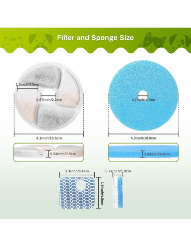 Juego de 5 Filtros de Reemplazo ZEKIRY para Fuente de Agua 2.2L