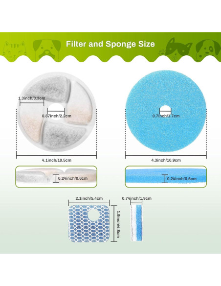 Juego de 5 Filtros de Reemplazo ZEKIRY para Fuente de Agua 2.2L