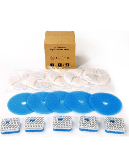 Juego de 5 Filtros de Reemplazo ZEKIRY para Fuente de Agua 2.2L