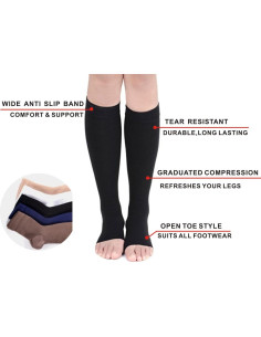 Calcetines de Compresión Abiertos SKUNDU 15-20 mmHg 6 Pares 2