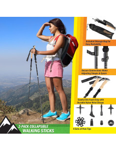 Bastones de Senderismo Plegables Wakeman 2 Piezas Ajustables 2