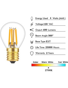 Bombilla LED Filamento Tsunetani S11 4W E17 2700K 2 Piezas 2