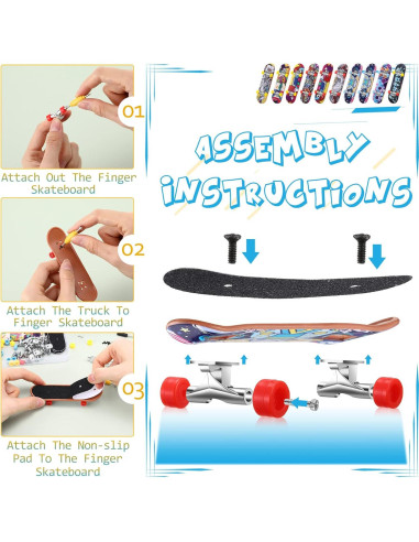 Civaner Set de 10 Patinetas de Dedo DIY con Accesorios