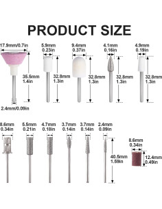 Juego de Brocas para Uñas ANCIRS 11 Pcs + 6 Bandas Lijado 2