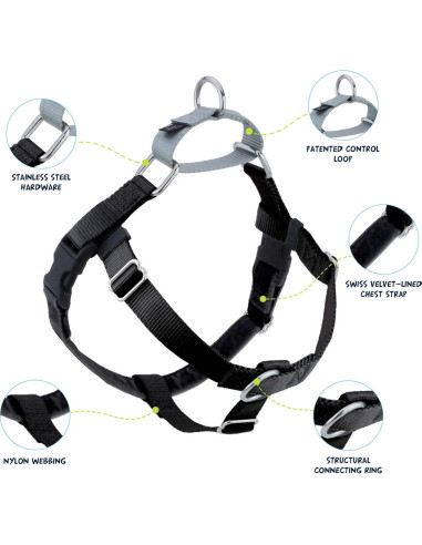 Arnés para Perros Sin Tirones 2 Hounds Design XS Negro