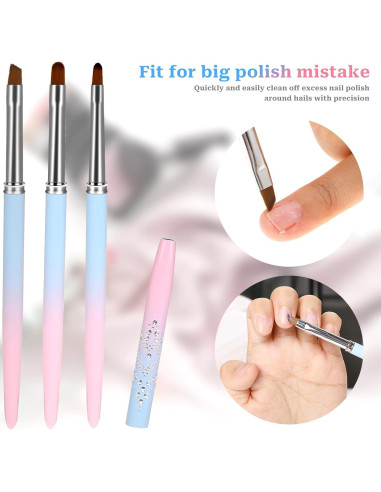 Juego de 3 Pinceles para Limpiar Esmalte de Uñas Sliverdew