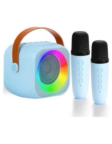 Mini Máquina de Karaoke MIJTRIO Azul con Micrófono Inalámbrico