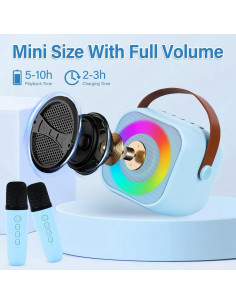 Mini Máquina de Karaoke MIJTRIO Azul con Micrófono Inalámbrico 2