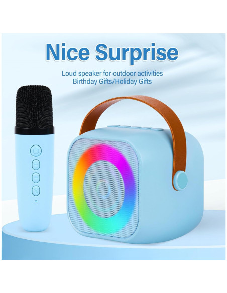 Mini Máquina de Karaoke MIJTRIO Azul con Micrófono Inalámbrico