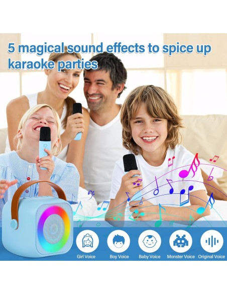 Mini Máquina de Karaoke MIJTRIO Azul con Micrófono Inalámbrico