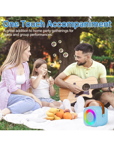 Mini Máquina de Karaoke MIJTRIO Azul con Micrófono Inalámbrico
