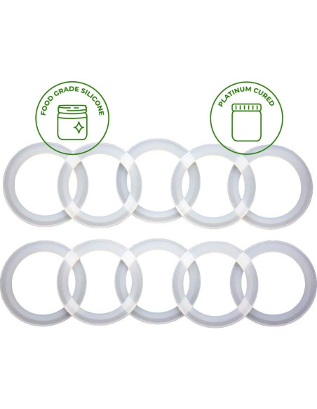 Juntas de Sellado de Silicona Platino Mason Jar - 10 Piezas