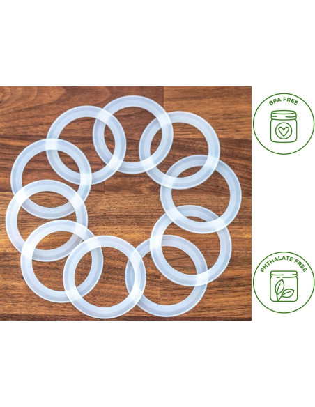 Juntas de Sellado de Silicona Platino Mason Jar - 10 Piezas