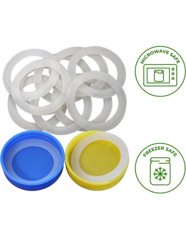 Juntas de Sellado de Silicona Platino Mason Jar - 10 Piezas