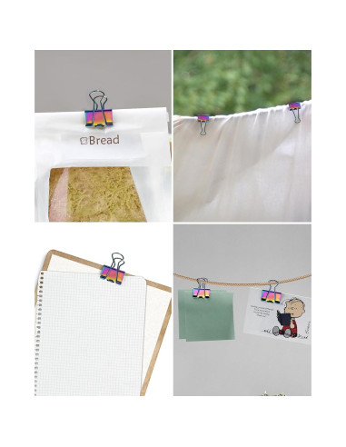10 Clips de Papel Arcoíris QUJUFIND 19mm para Oficina
