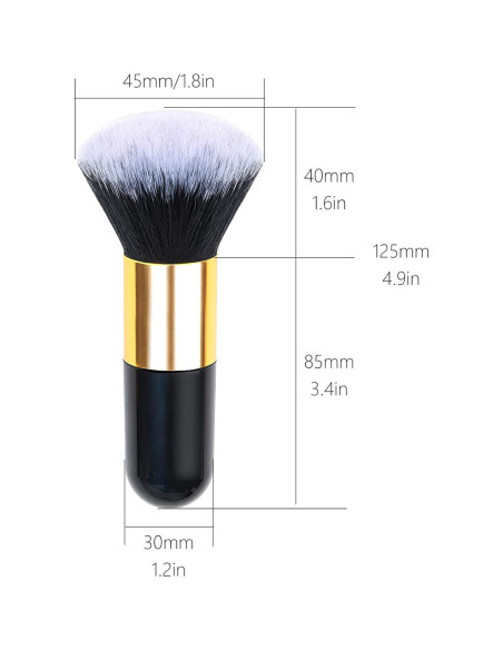 Brocha de Maquillaje de Viaje Gzshiruidi Negra 15cm