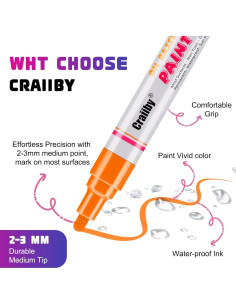 Marcadores de Pintura Craiiby Negros, Paquete de 3, 2-3mm 2