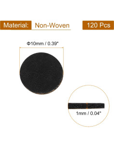 120 Círculos de Fieltro Autoadhesivos uxcell 10mm Negro 2