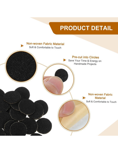 120 Círculos de Fieltro Autoadhesivos uxcell 10mm Negro