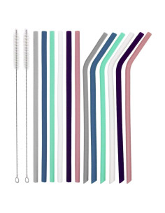Conjunto de 12 Pajitas de Silicona Senneny Reutilizables 6mm