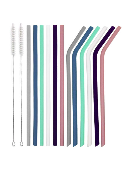 Conjunto de 12 Pajitas de Silicona Senneny Reutilizables 6mm