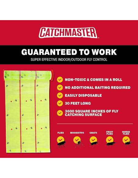 Trampa de Pegamento Gigante Catchmaster 30 Pies para Moscas
