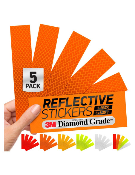 Calcomanías Reflectantes 3M Grado Diamante Naranja 5 Pzas