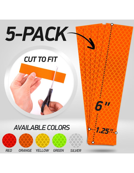 Calcomanías Reflectantes 3M Grado Diamante Naranja 5 Pzas