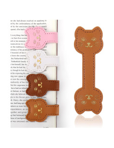 Marcador Magnético de Cuero Solldgt Cara de Gato Marrón