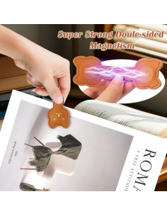 Marcador Magnético de Cuero Solldgt Cara de Gato Marrón 2