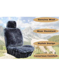 Funda de Asiento de Coche SHEEPSKIN ELITE Gris Piel de Oveja 2